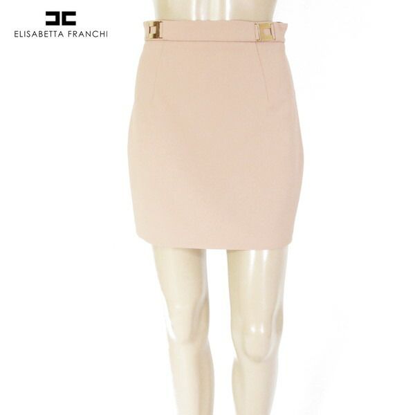 80%OFF エリザベッタフランキ ELISABETTA FRANCHI スカート 40 ESK692 Sサイズ ピンクベージュ レディース ミニ丈スカート タイトスカート 台形 イタリア製