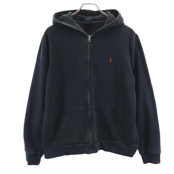 ポロバイラルフローレン ジップパーカー XL(18-20） 黒 Polo by Ralph Lauren ロゴ刺繍 キッズ 古着 【231110】