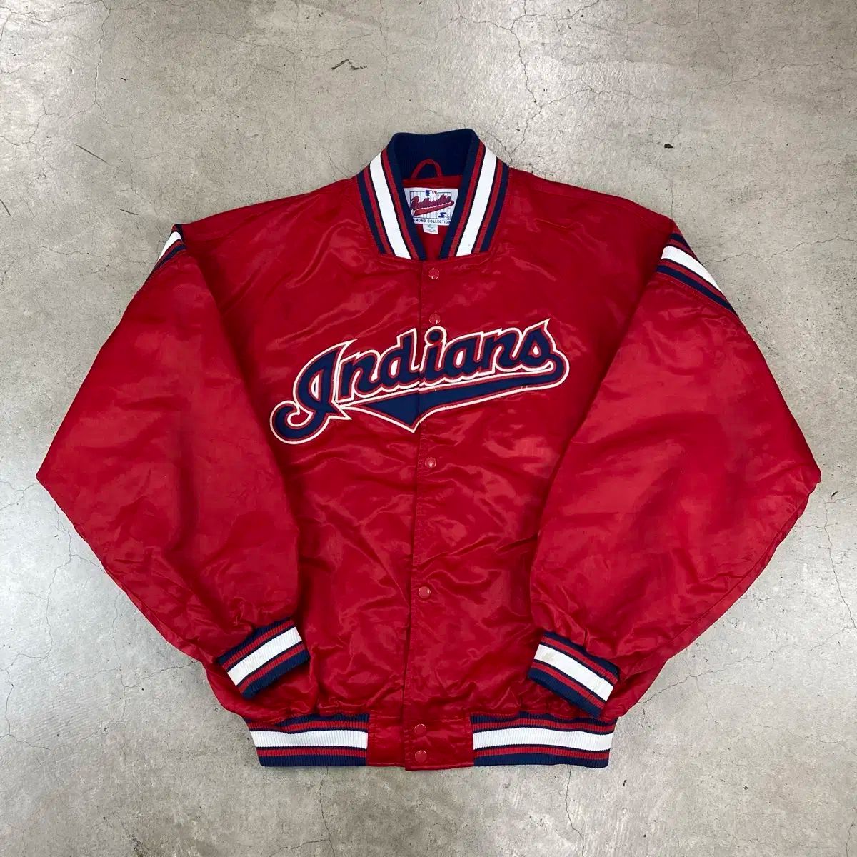 90s STARTER(スターター) MLB クリーブランド インディアン セチン バーシティ ジャケット （ 107 ）