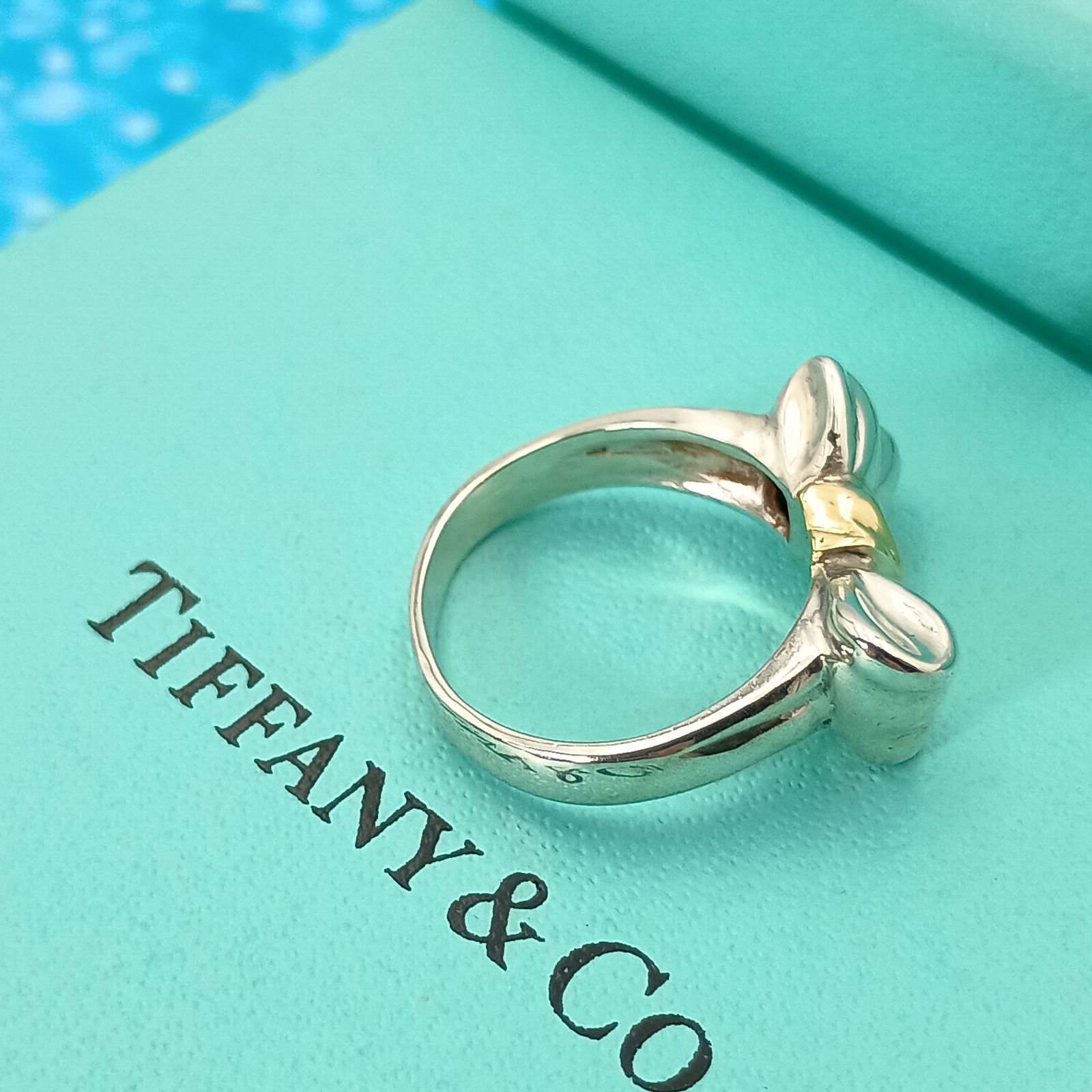 Tiffany＆Co. ティファニー リボン　 リング シルバー　925/750 極美品 ティファニーリボンリング 指輪 925 750 コンビ｜Yahoo!フリマ