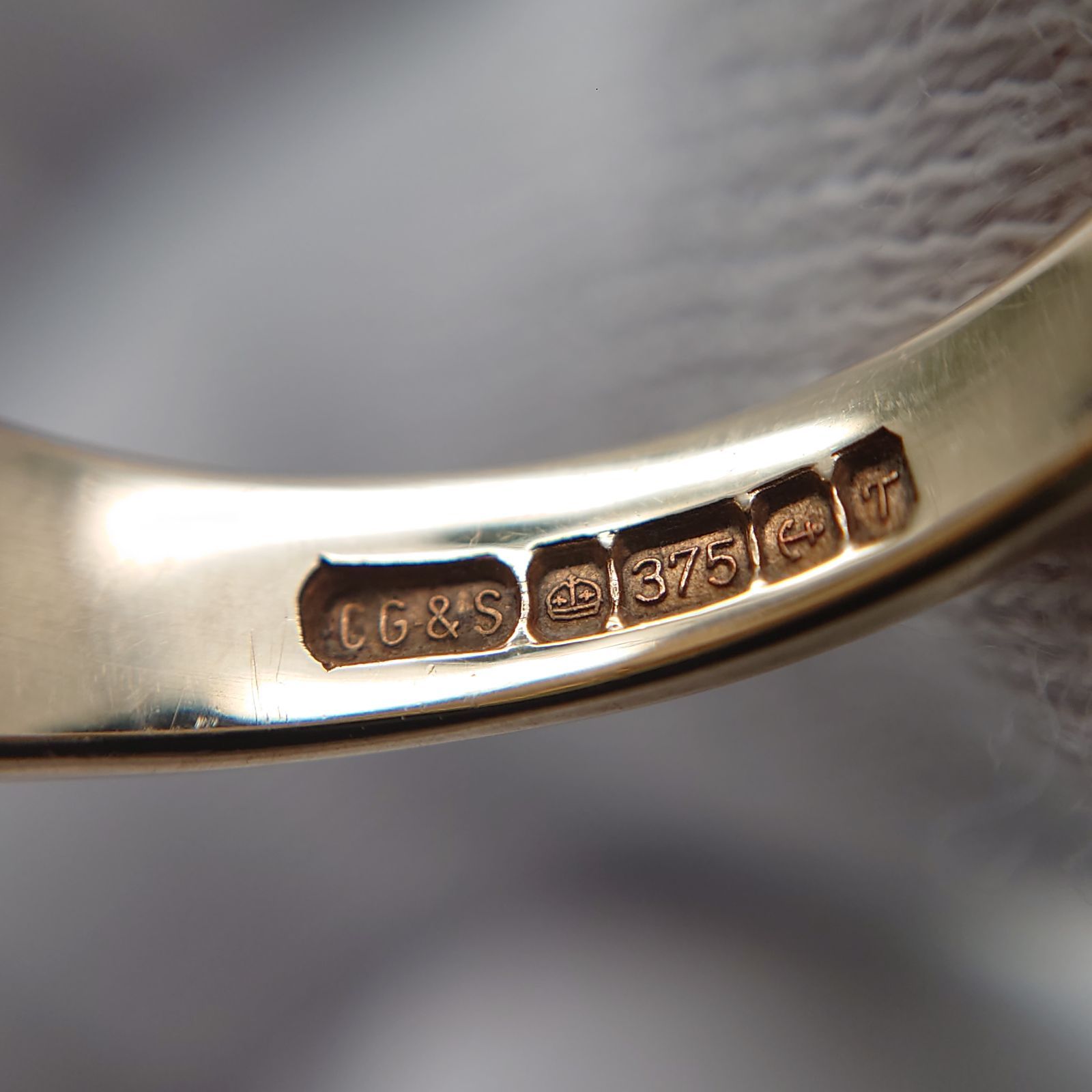 ク*ン様 ★最終値下★超美品シグネットリングバーミンガム 375 9ct オニキ 英国 CG＆S シグネットリング 375【K9】バーミンガム 1993年