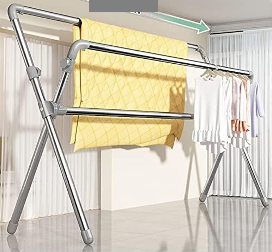 ステンレス製物干し台 室内物干し 洗濯物干しスタンド X型 室内 ベランダ 物干しラック 洗濯ハンガー タオルハンガー ふとん干し 洗濯物