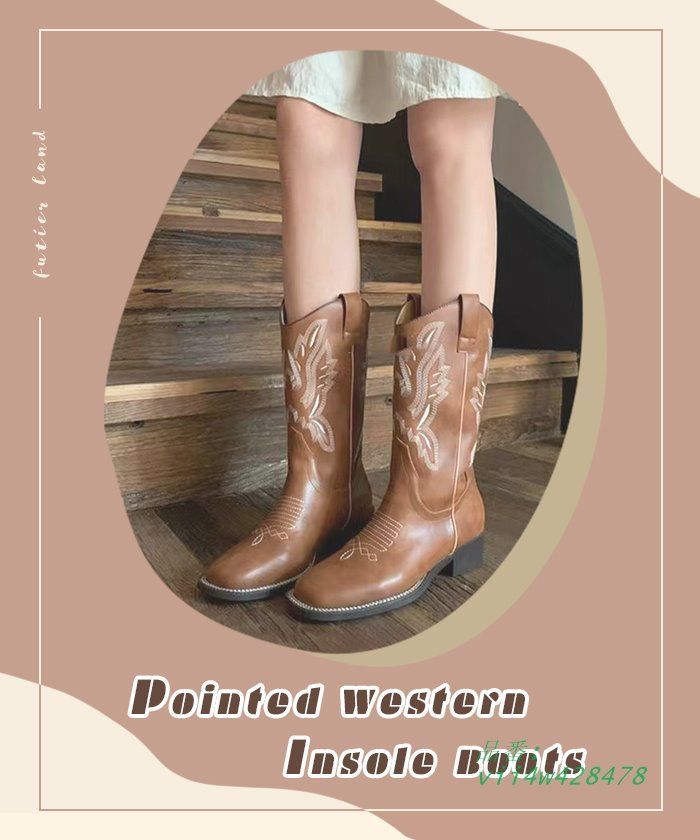 スクエアトゥ ブーツ ロング レディース 秋 冬 韓国ファッション カジュアル 韓国コーデ スクエアトゥミドルウエスタンブーツ 高見え ヒール きれいめ vii4w428478