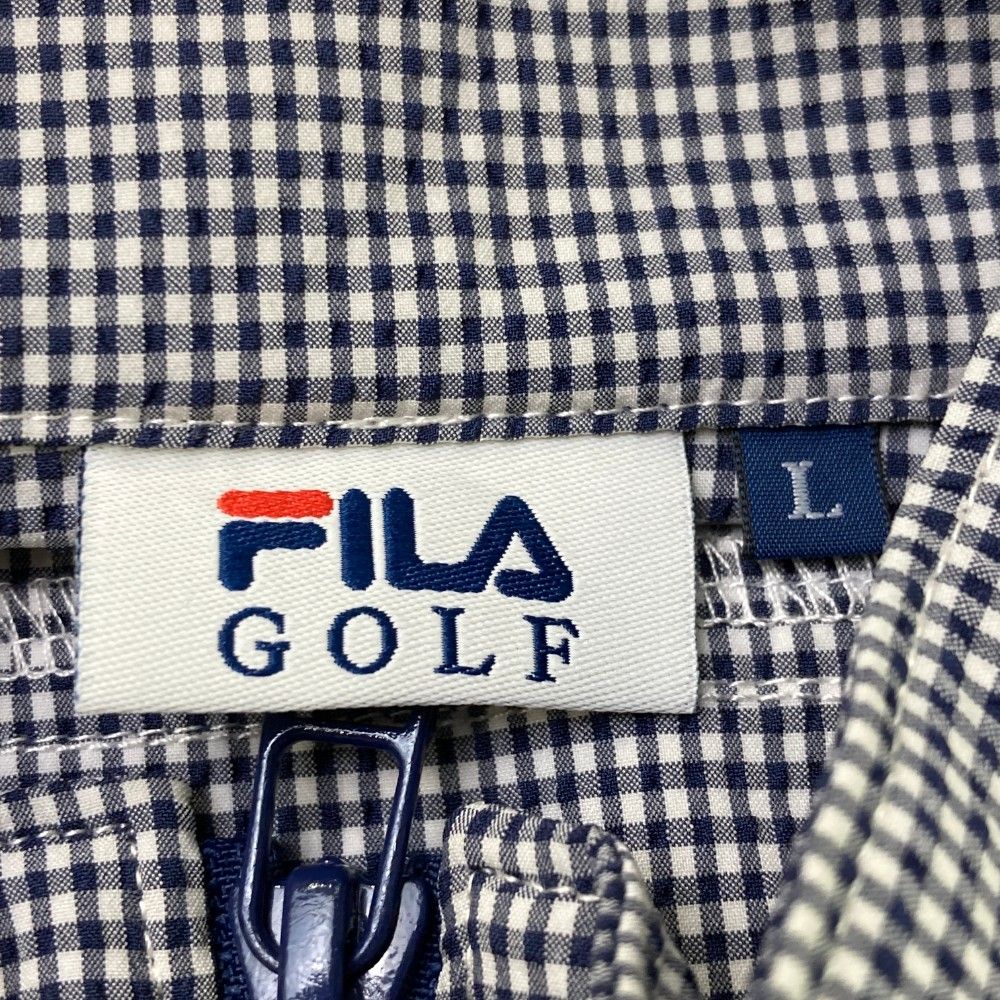 【フィラゴルフ】シアサッカー ギンガムチェック ゴルフ ワンピース L 黒×白 極美品 FILA ゴルフウェア ワンピース ギンガムチェック シア