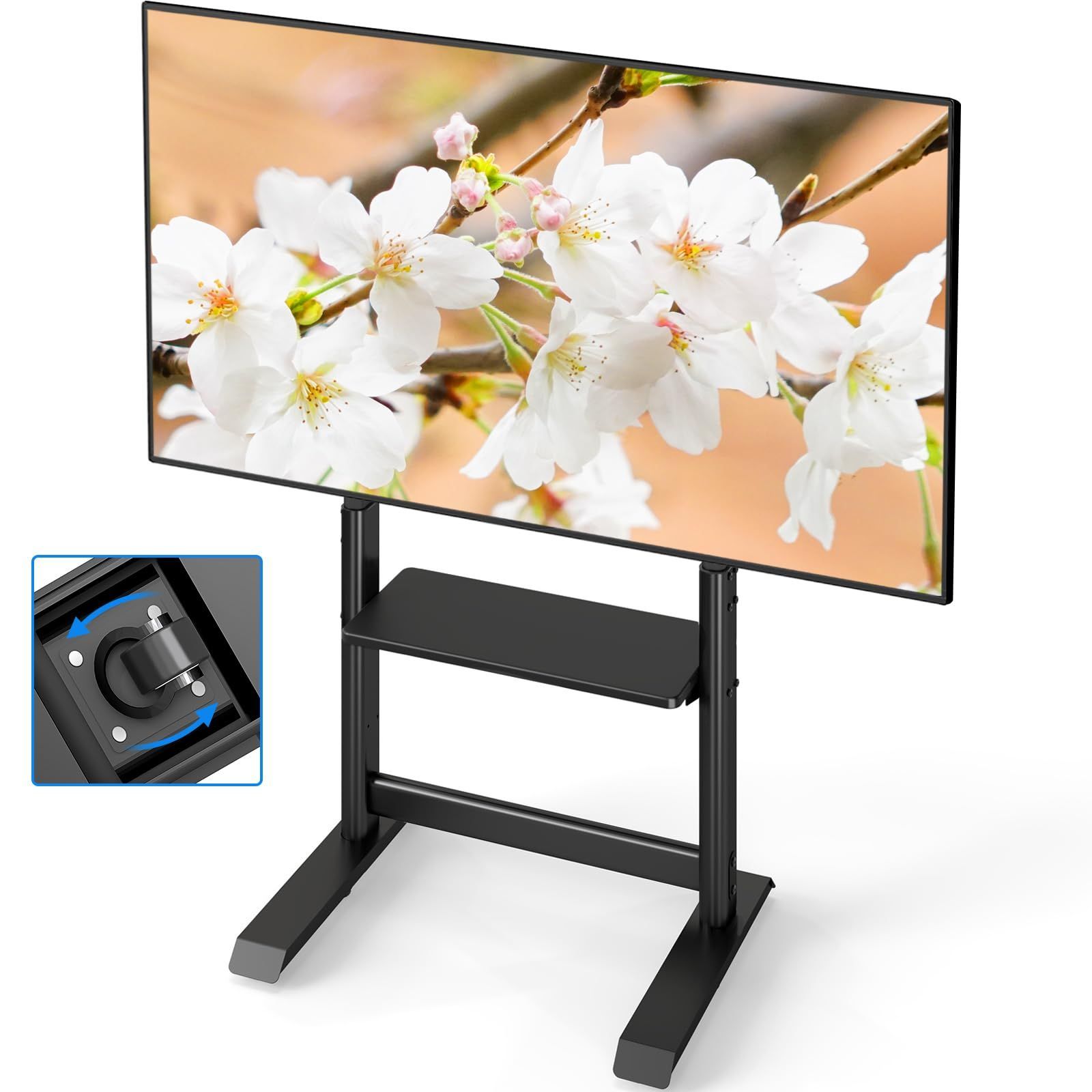 大型 モニタースタンド テレビ台 tvスタンド 耐荷重90kg VESA800 600mm 55～100インチ対応 高さ調整 ハイタイプ 棚板付き テレビスタンド 会社用 テレビスタンド 業務用 キャスター付き 家用 Rfiver