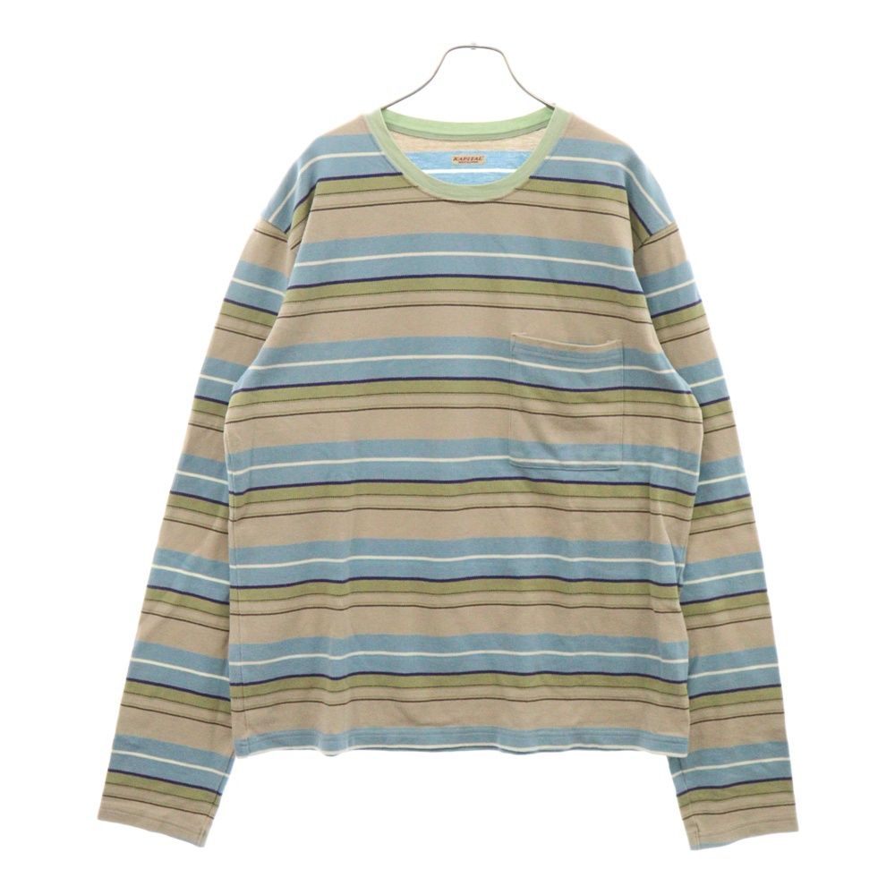 KAPITAL 鹿の子クルー ネック長袖TシャツK2303LC075 KAPITAL (キャピタル) マルチボーダー鹿の子 クルーネック長袖Tシャツ