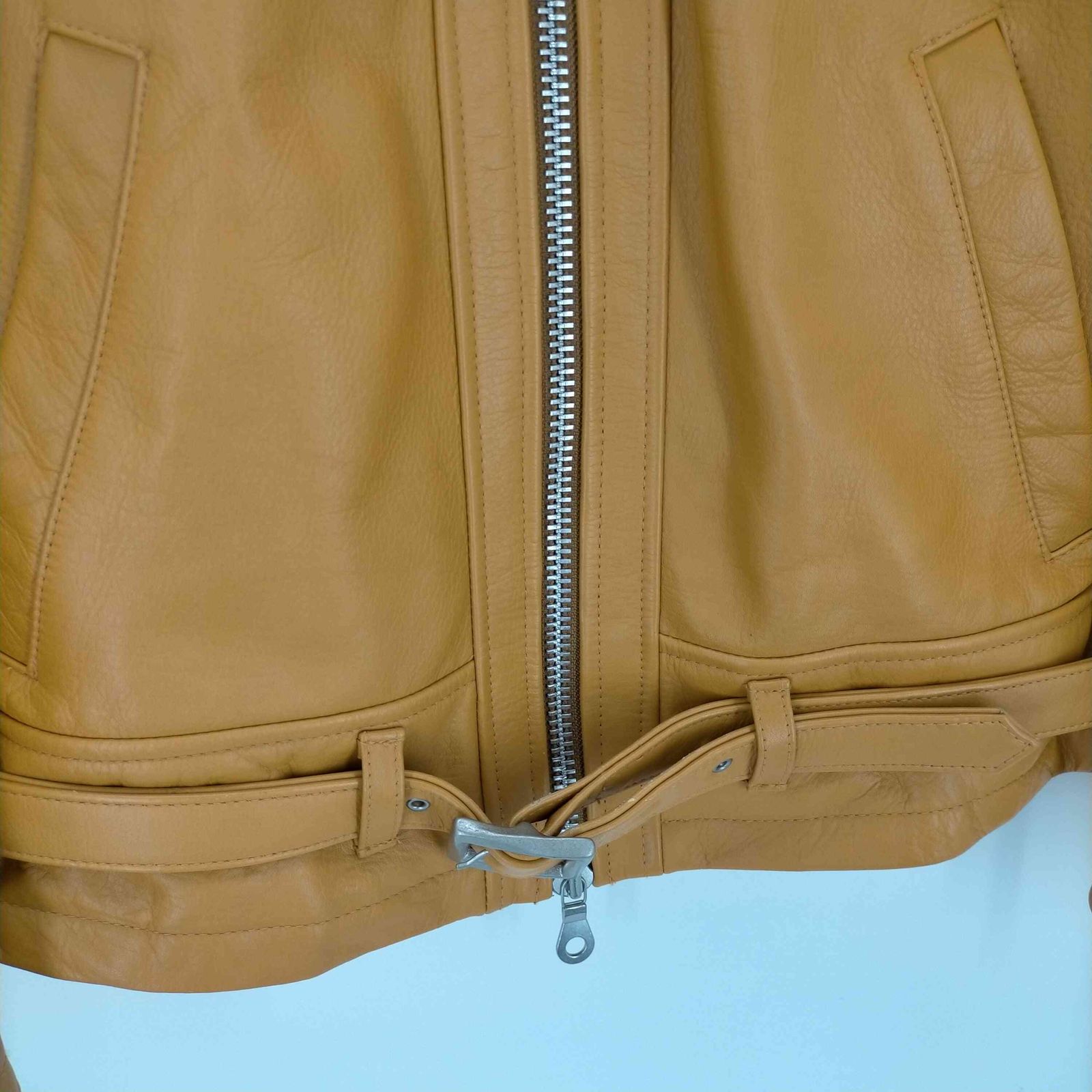 ノーアイディー NO ID. カウレザーセミアニリンシングルライダースJKT