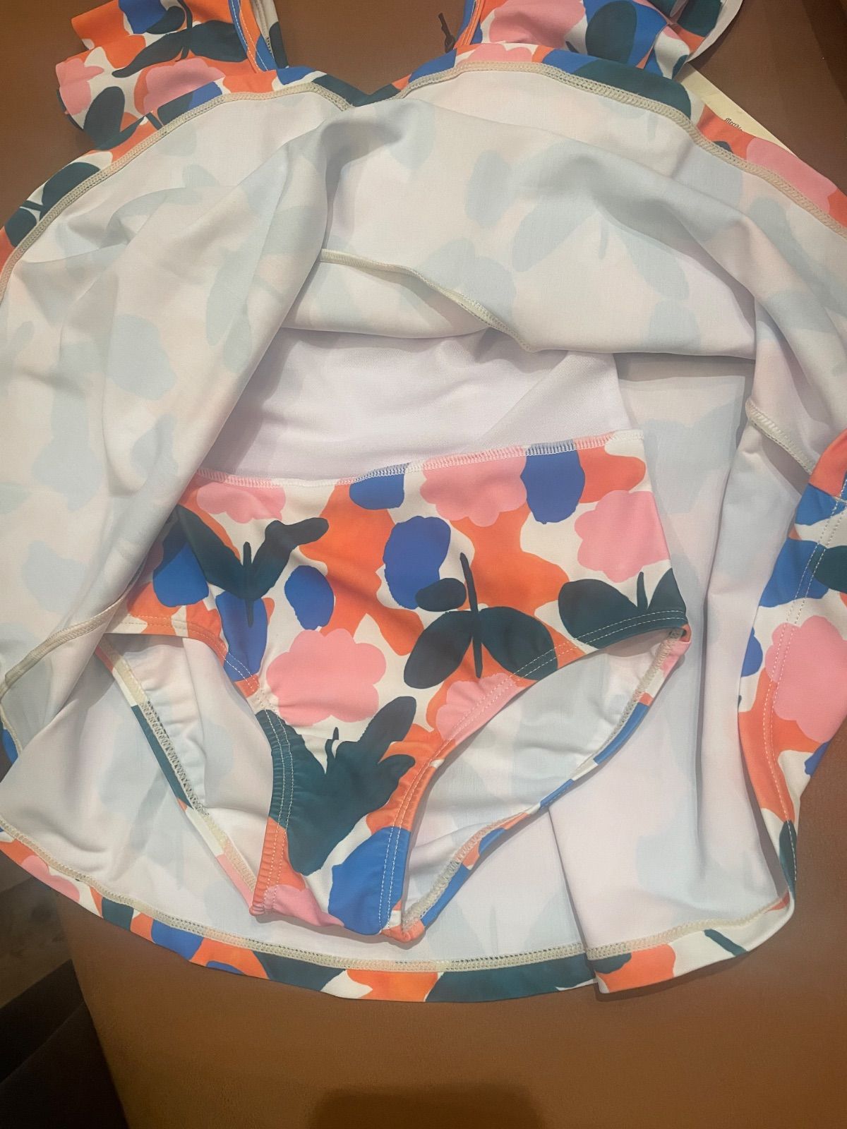 【MOONCHILD】オーシャンアンドグラウンド　フレアカラーワンピース水着　4512804