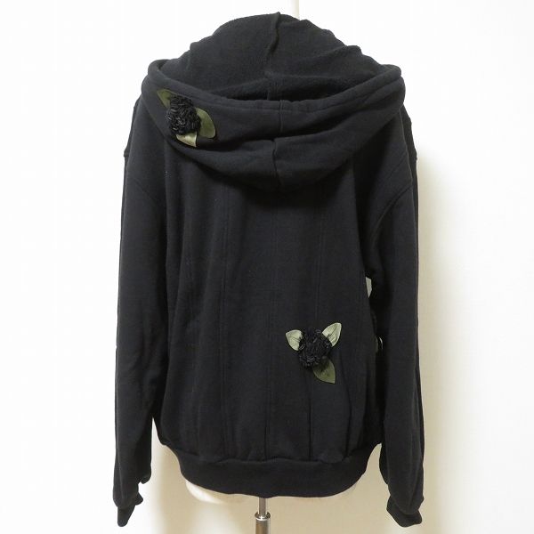 POTECHINO ポテチーノ コート　フード　ナイロンパーカー anc ポテチーノ potechino パーカー 黒 スナップボタン 花モチーフ