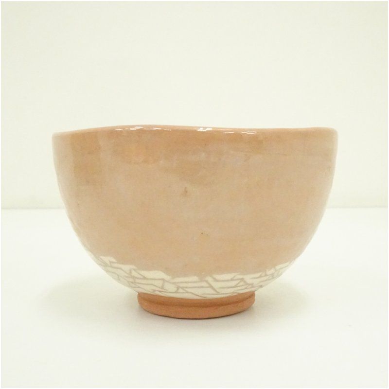 川崎和楽造 「城下町」 赤楽茶碗（共箱） 茶道 抹茶 おしゃれ 抹茶茶碗