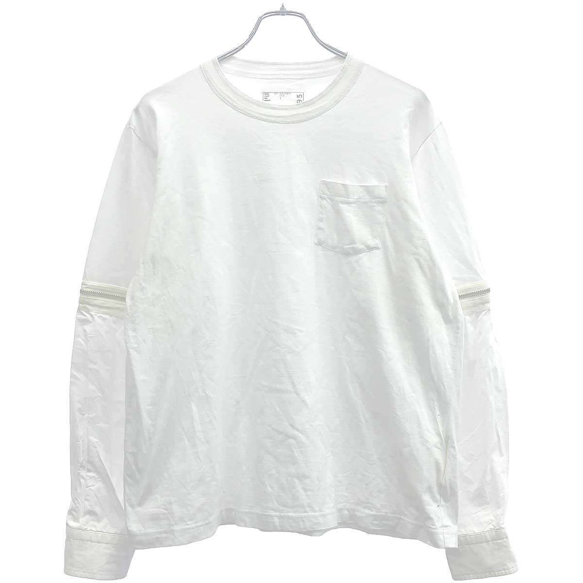 【23SS】sacai コットンジャージー ロングスリーブTシャツ sacaiのブラック コットン ジャージ 長袖Tシャツがセール中