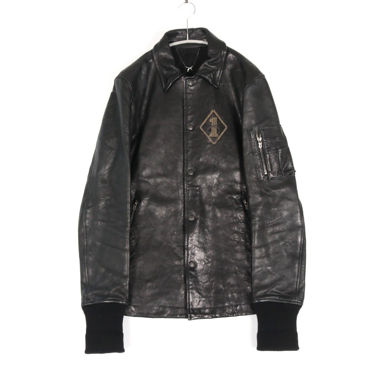 【中古】roar ロアー 1 S メンズ ブルゾン レザー ライダース リブレザーブルゾン スナップボタン 黒 中古A 古着