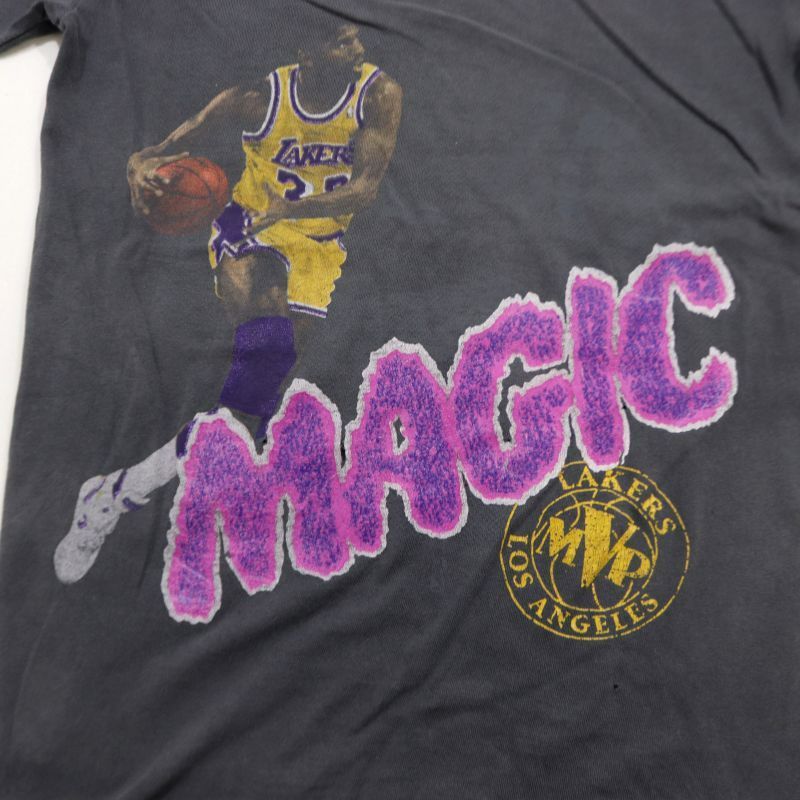 90s NBA vintage ロサンゼルス・レイカーズ SALEM マジック・ジョンソン 半袖Ｔシャツ メンズ 表記Sサイズ