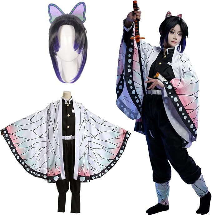 鬼滅の刃 胡蝶しのぶ コスプレ 衣装 セット 日輪刀 ウィッグ 鬼滅の刃 衣装 胡蝶 しのぶ（こちょう しのぶ） コスプレ衣装