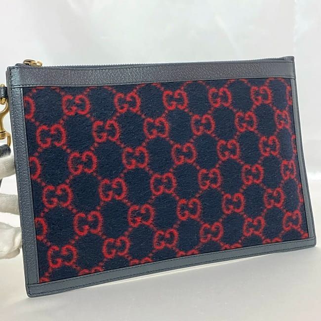 グッチ クラッチバッグ ec-21864 ネイビー レッド 597627 - メルカリ