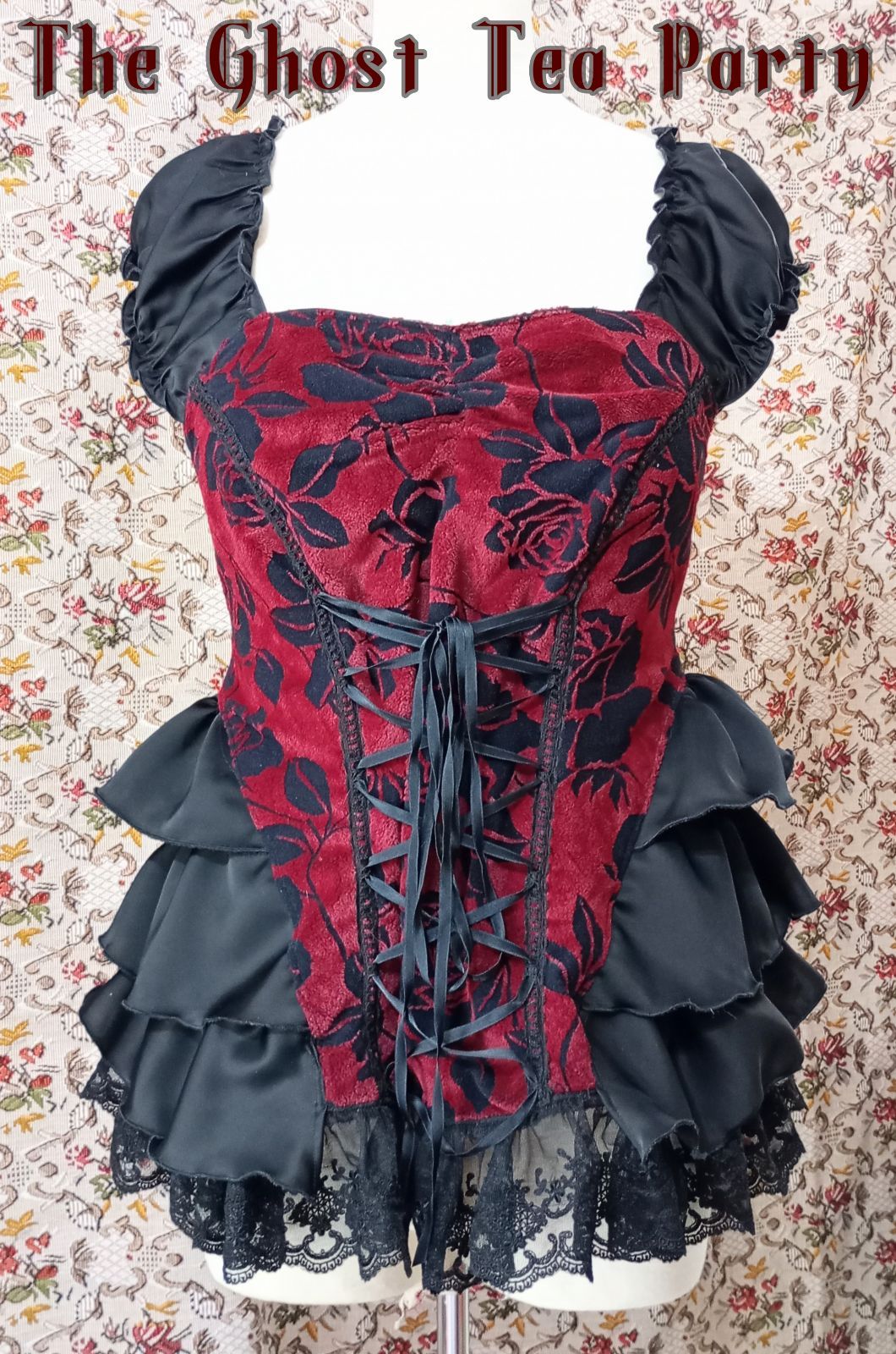The Ghost Tea Party 薔薇柄ヴェルヴェットトップス オリジナル作品