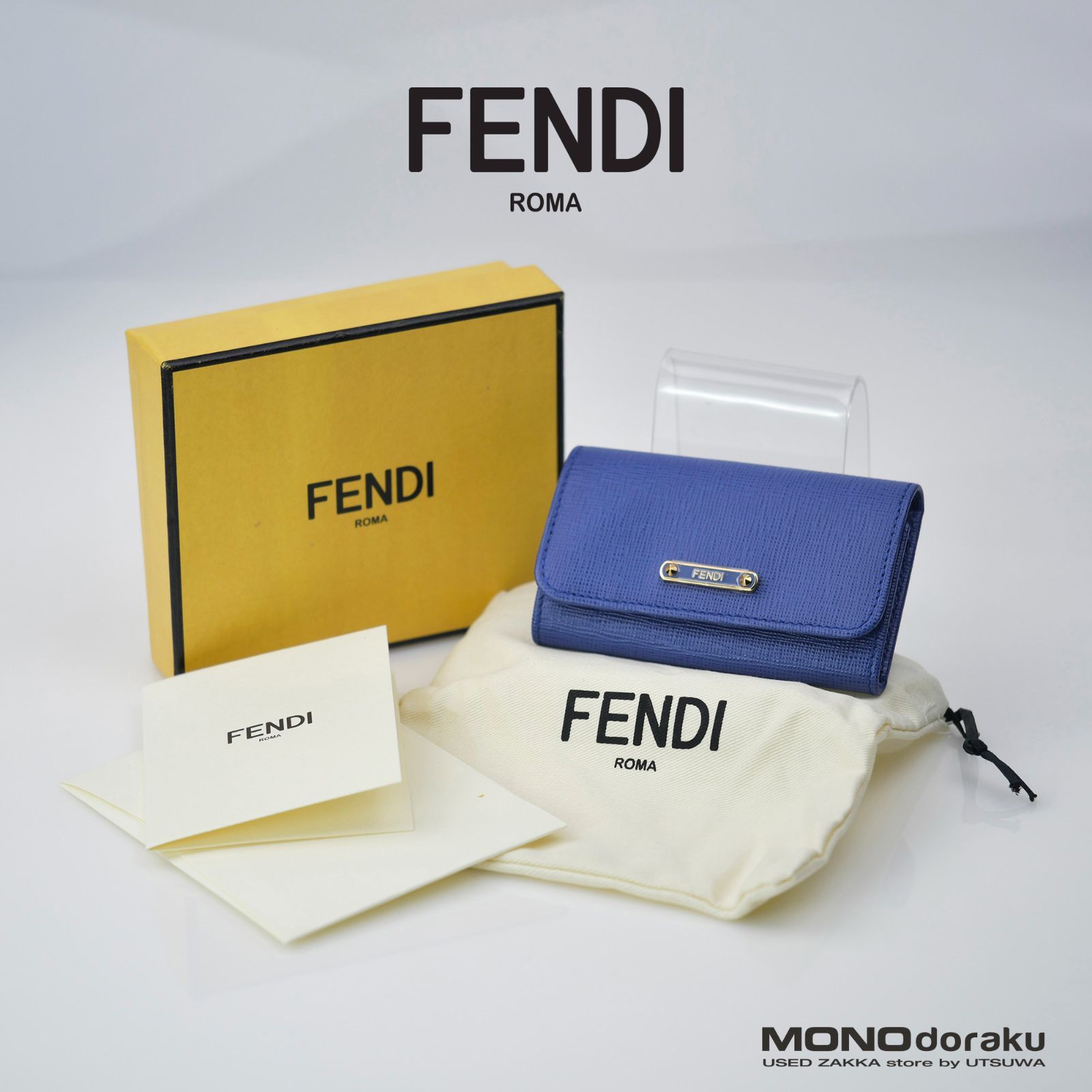 フェンディ FENDI キーケース レザー 6連 ブルー 美品 - メルカリ