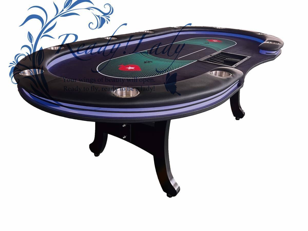 超豪華 ポーカーテーブル LEDライト付き 10人用ポーカーテーブル WPT