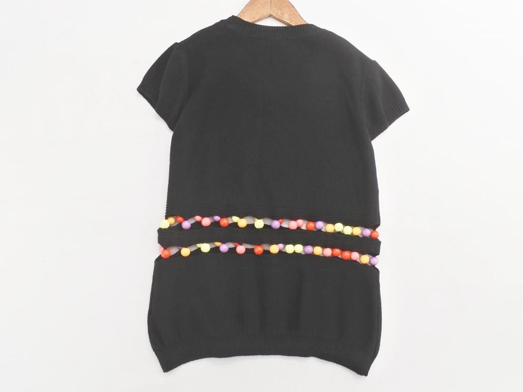 美品/ソニアリキエル SONIA RYKIEL ニットカットソー 表記 38号 9号 相当 黒 ブラック レディース 秋 冬 トップス ボーダー 綿100 7分袖 SONIA RYKIEL ソニアリキエル 半袖ロゴニット 40 黒 ブラック