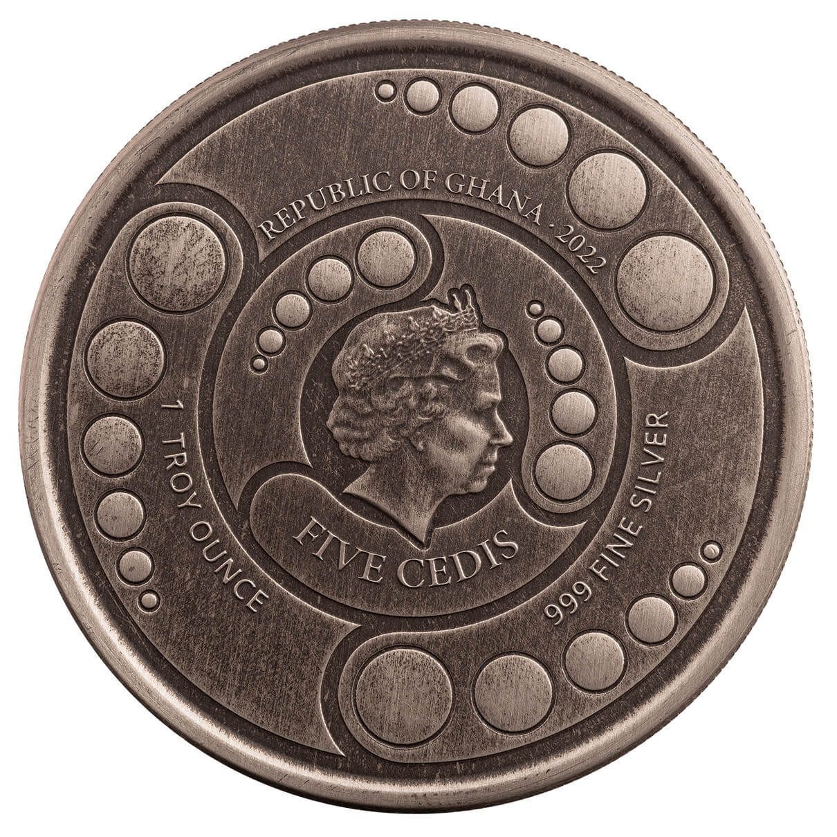 [保証書・カプセル付き] 2022年 (新品) ガーナ「宇宙人・エイリアン」純銀 1オンス アンティーク 銀貨