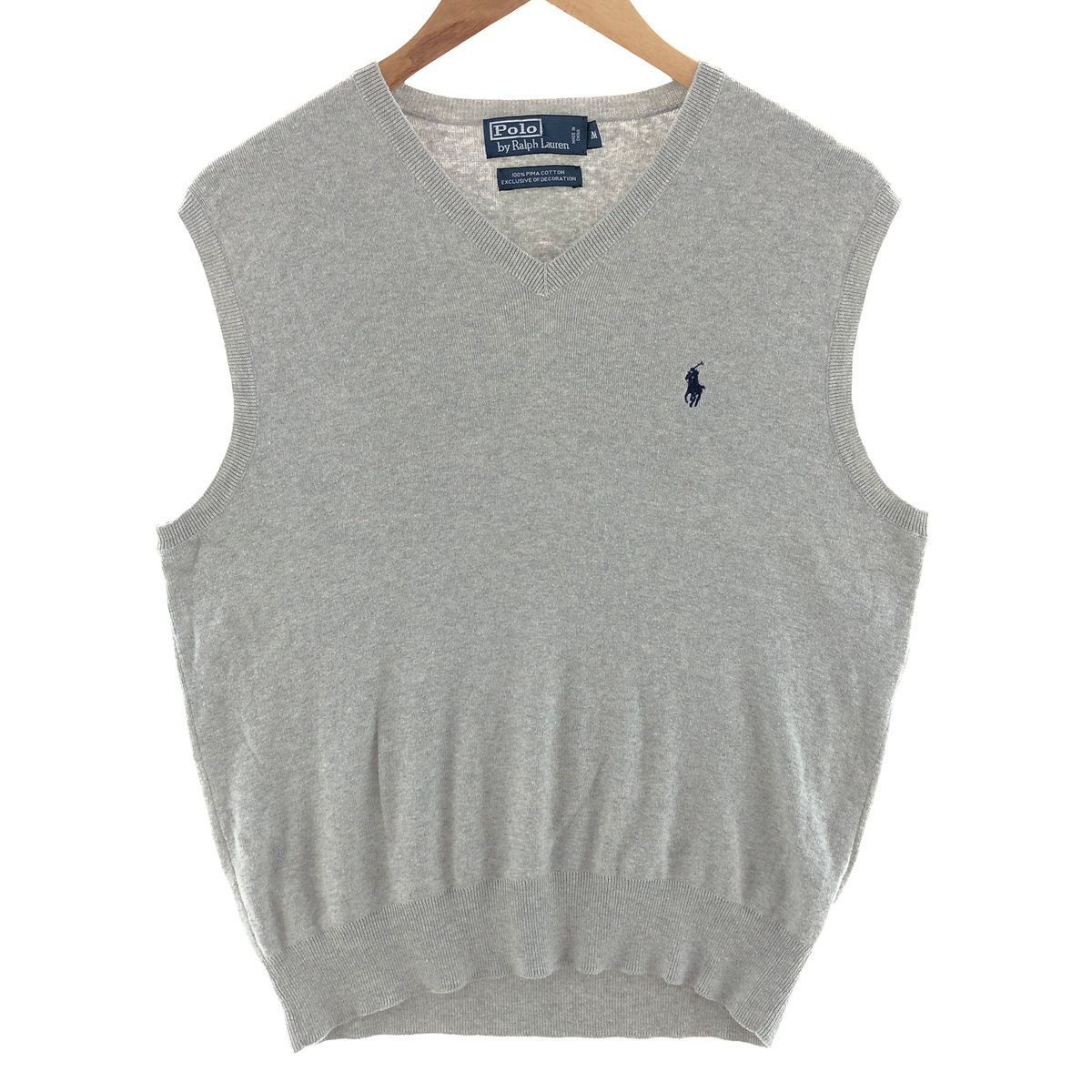 古着 ラルフローレン Ralph Lauren POLO by Ralph Lauren Vネック ピマコットンニットベスト メンズM/eaa382616
