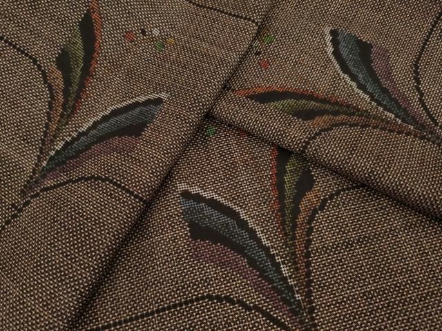 平和屋着物○本場大島紬 一元7マルキ 幾何学文様 正絹 逸品 AAAZ4787ck