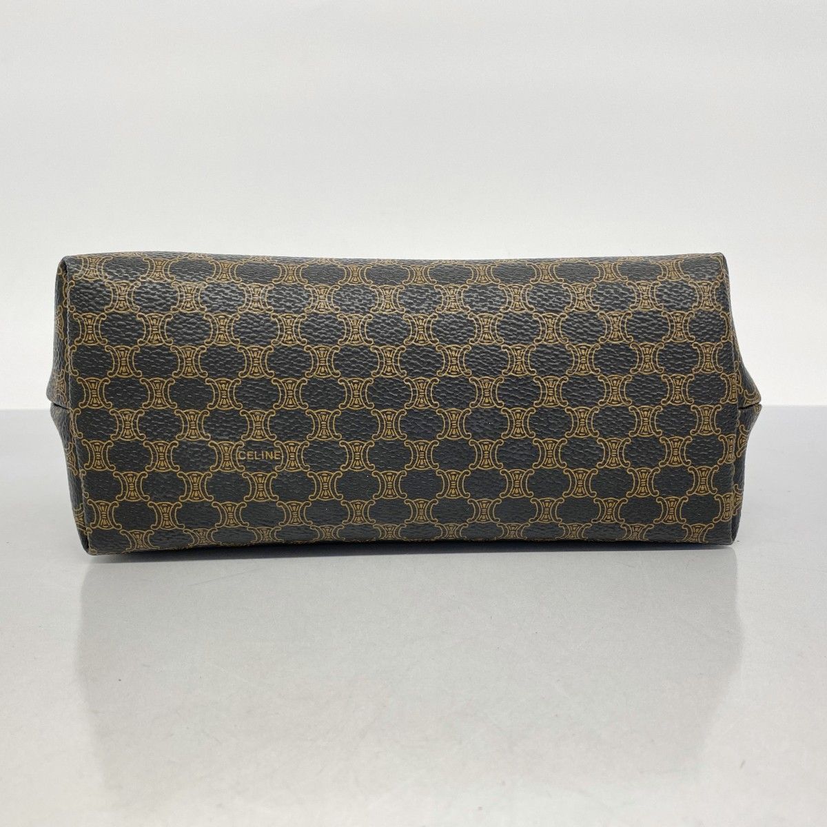 5ic3831-h】セリーヌ ポーチ マカダム PVC ブラック ゴールド金具  