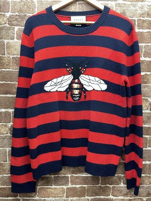 GUCCI グッチ bee ニット 蜂 ボーダー レッド ネイビー セーター 