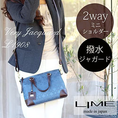 ミニ ショルダーバッグ 本革 ハンドバッグ 軽量 lime 1908 ブルー 革 レザー ジャガード 日本製