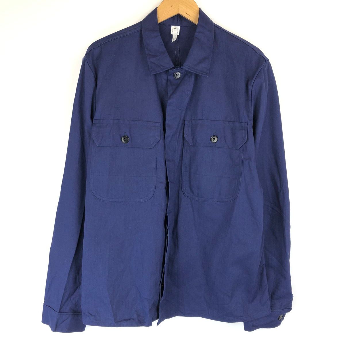 【古着】 SANFOR ユーロワークジャケット ワークシャツ ヘリンボーン デッドストック ネイビー系 メンズXL以上 【中古】 n014817