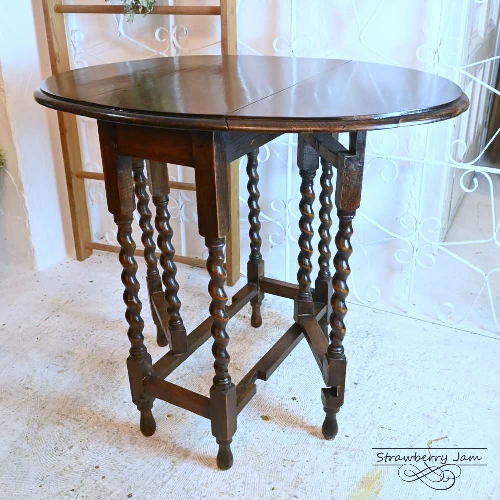 L3705-27 英国アンティーク オーク オーバル ラウンドテーブル バタフライテーブル ダイニングテーブル テーブル 丸テーブル イギリス