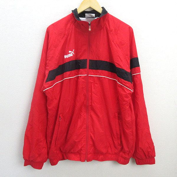 D■プーマ/puma ラグラン 裏地メッシュ トレーニングウェア JKT【XL】赤/MENS/96【中古】