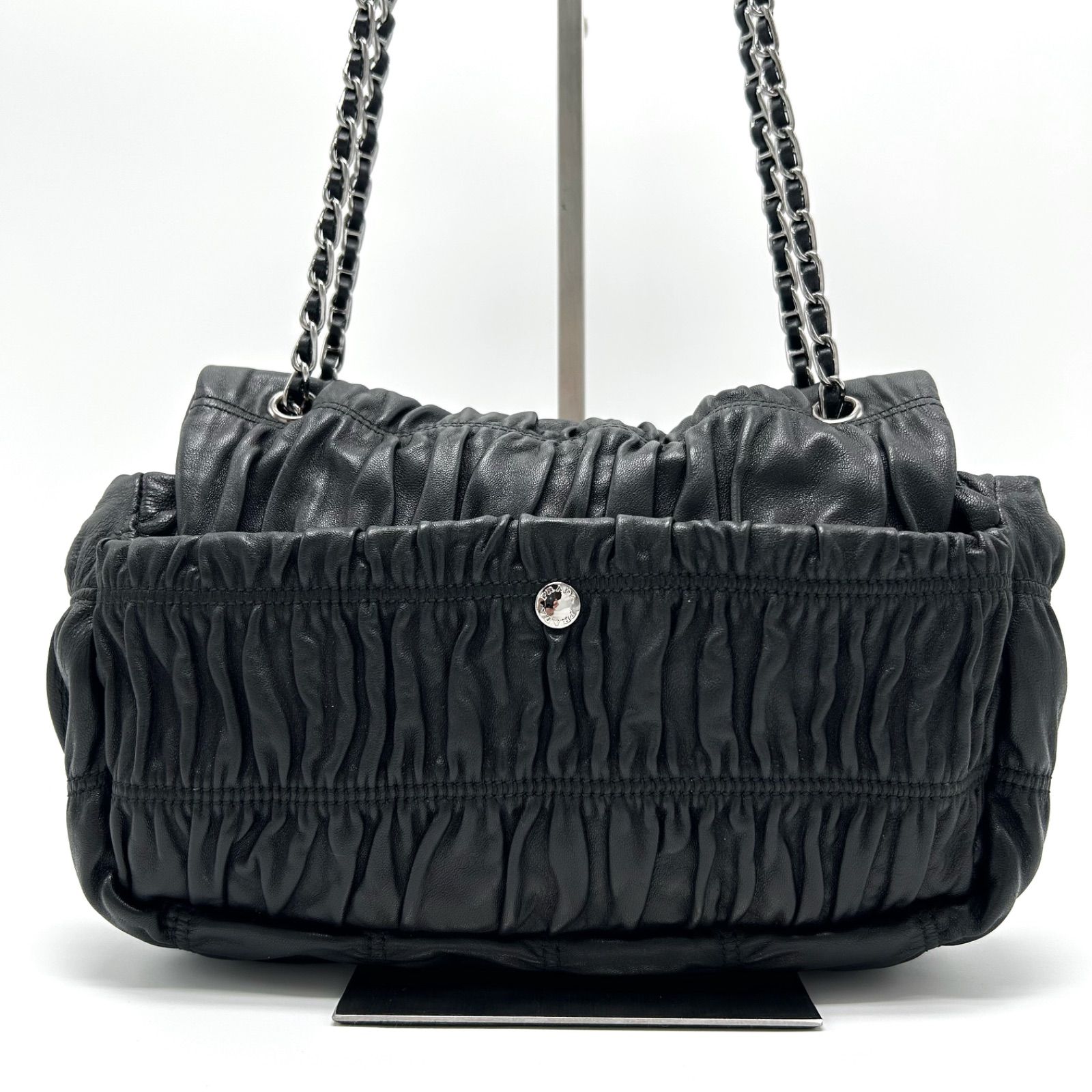 ◎ 極美品 PRADA プラダ ギャザー チェーン ショルダーバッグ 肩掛け 