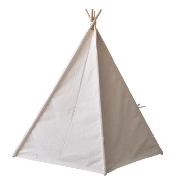  ティピーテント 幅120 奥行120 奥行150 cm アイボリー 子供用 木製 綿素材 組立品 室内 屋内 リビング 子供部屋 インテリア家具 ツーリングテント テント シェルター