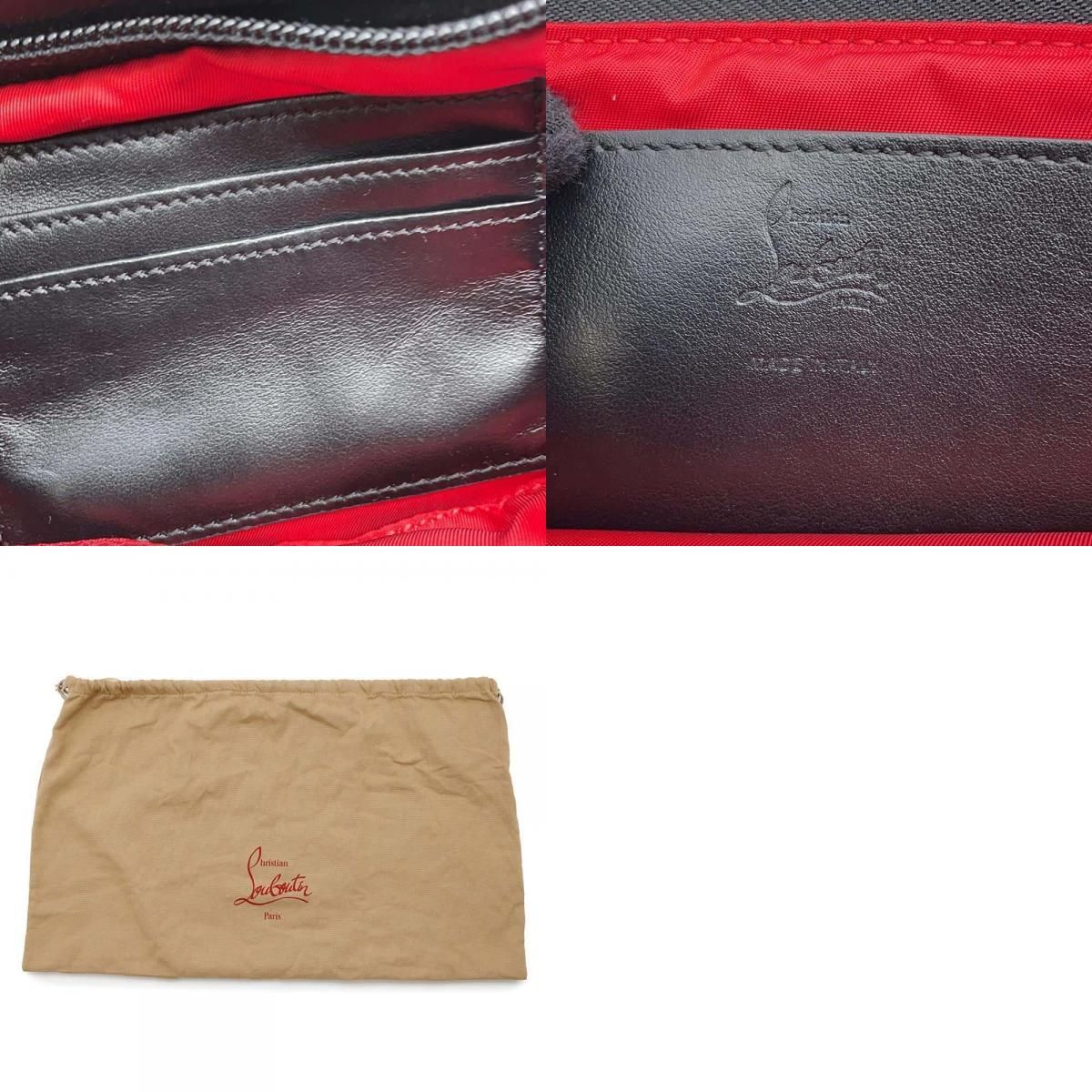 ルブタン ボディバッグ スパイクスタッズ ウエストバッグ ブラック レッド クリスチャン・ルブタン ボディバッグ スタッズ レザー スパイク