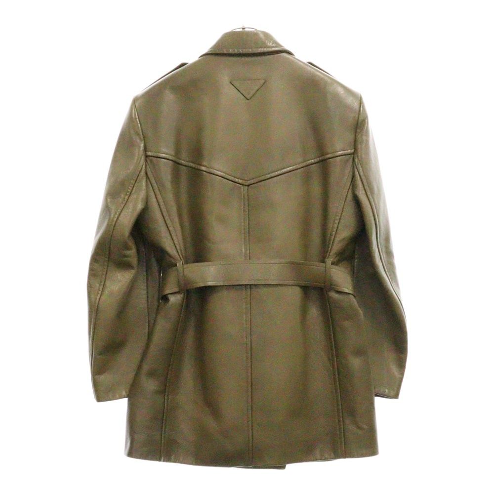 PRADA (プラダ) オーバーサイズ レザー ショートコート カーキ