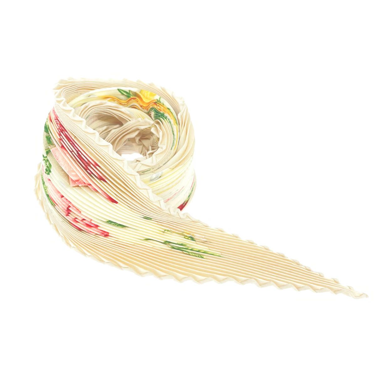 HERMES エルメス カレプリセ LA ROSEE Anne Gavarni 薔薇の雫 プリーツスカーフ ベージュ シルク100％ レディース 240001140302