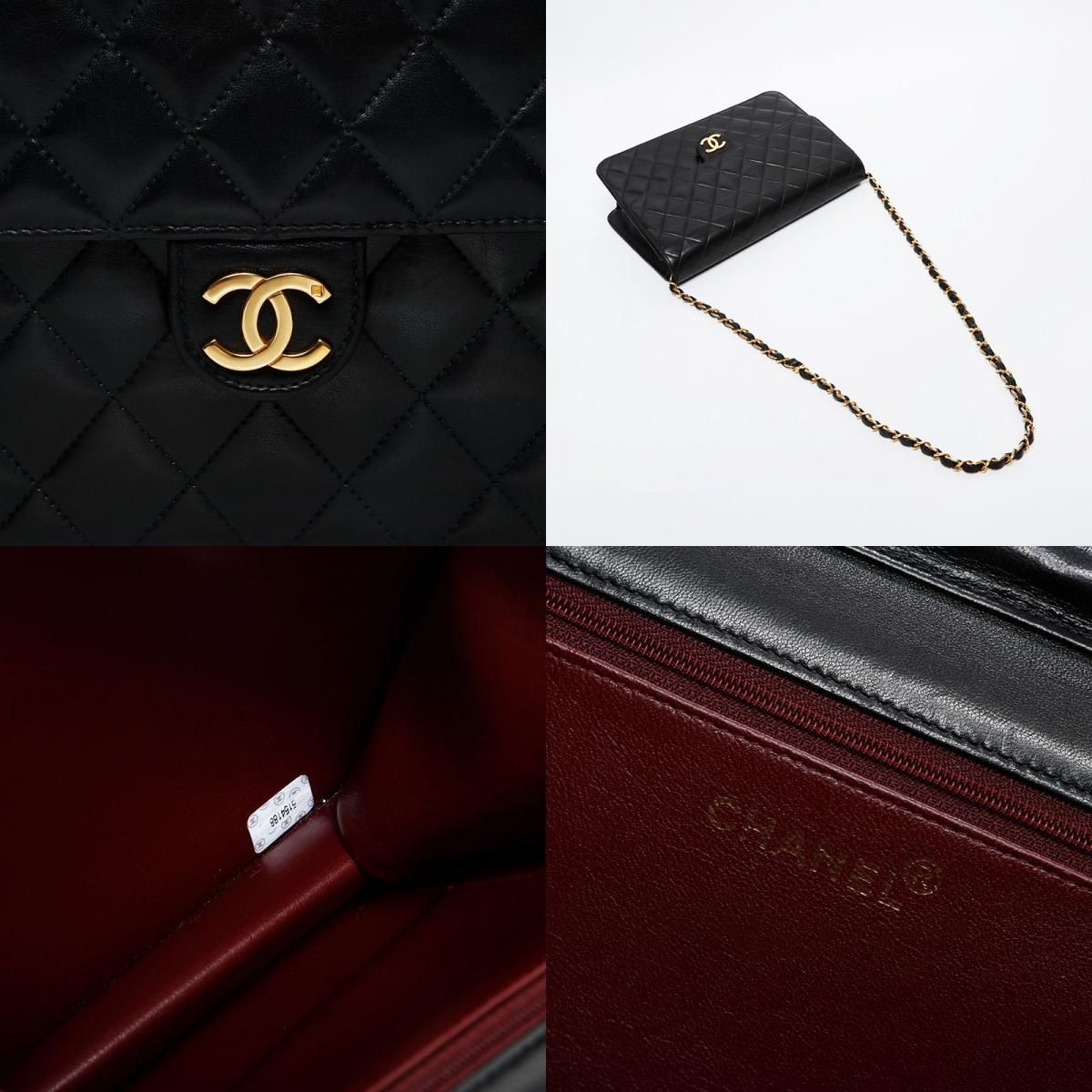 レア【CHANEL】ブラック ラムスキン フラップ ショルダーバック CHANEL シャネル Wフラップ23 ショルダーバッグ ラムスキン