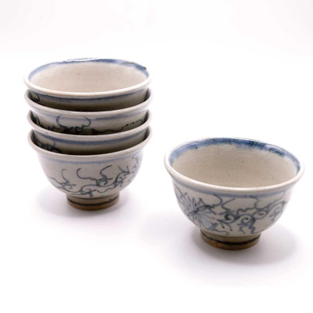 岡田園 茶道具 煎茶碗 湯呑 安南 太仙 5客セット 径7.5cm