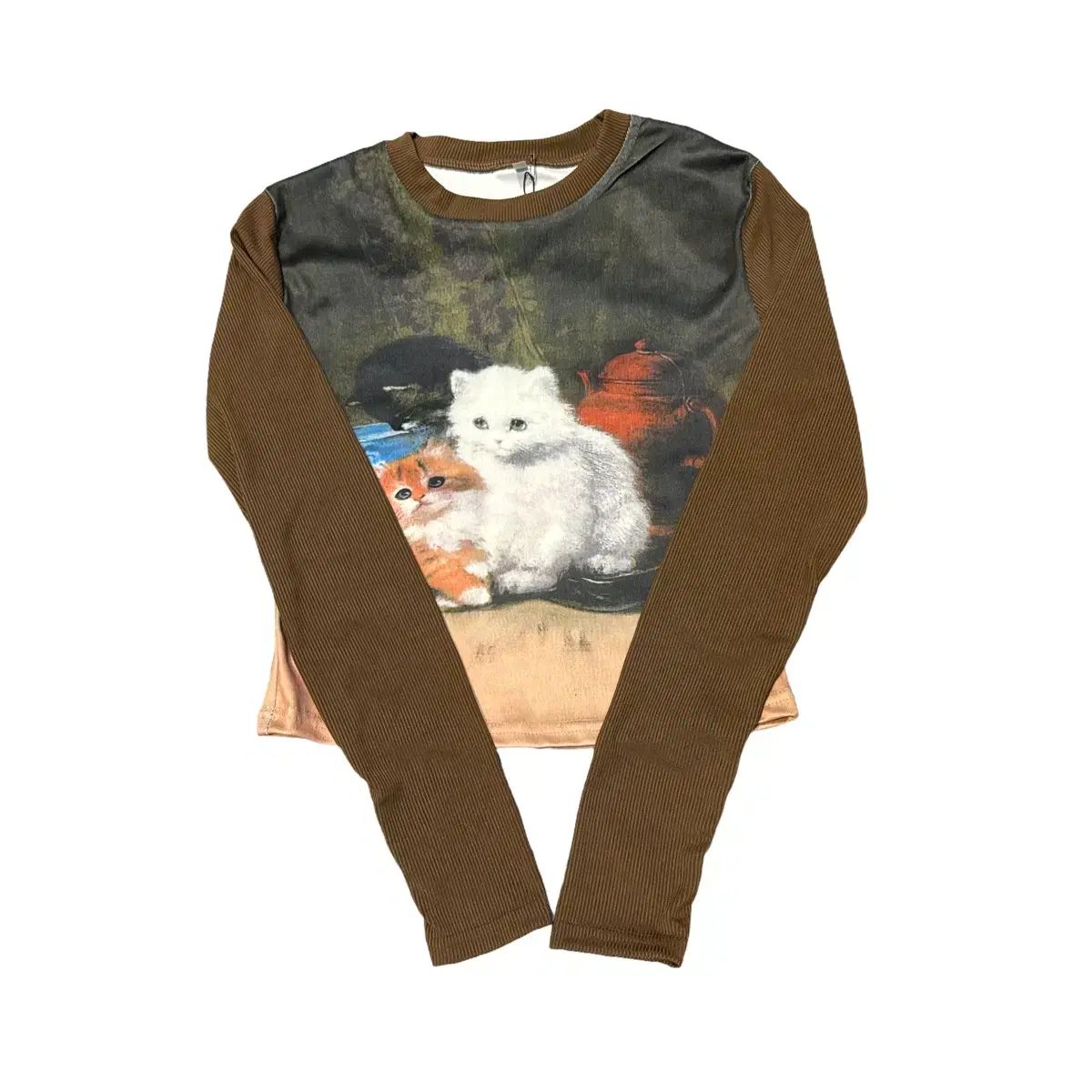 大きいサイズ＞異素材使い袖フリルカットソー シックスタイル（T