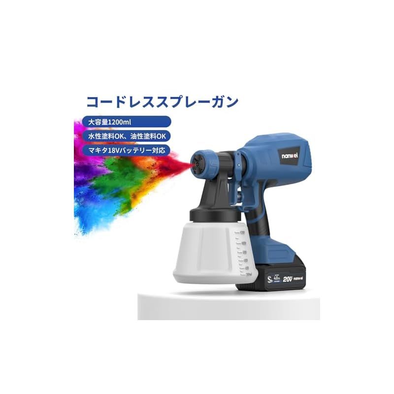 2025新型】NANWEI コードレススプレーガン マキタ18Vバッテリー