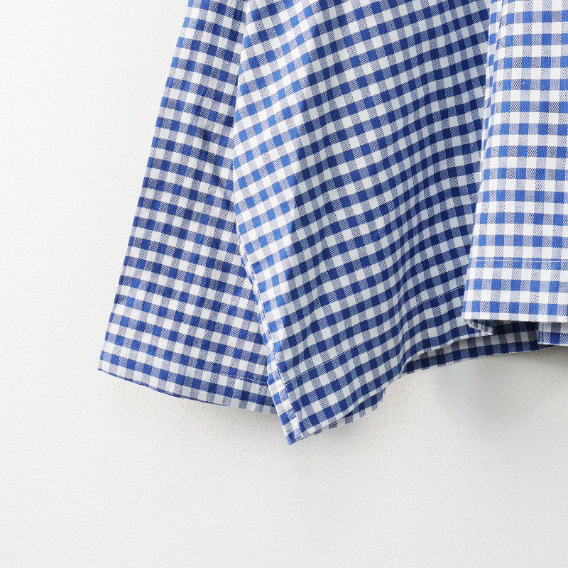 45R 薄オックスギンガムのフリルMシャツ