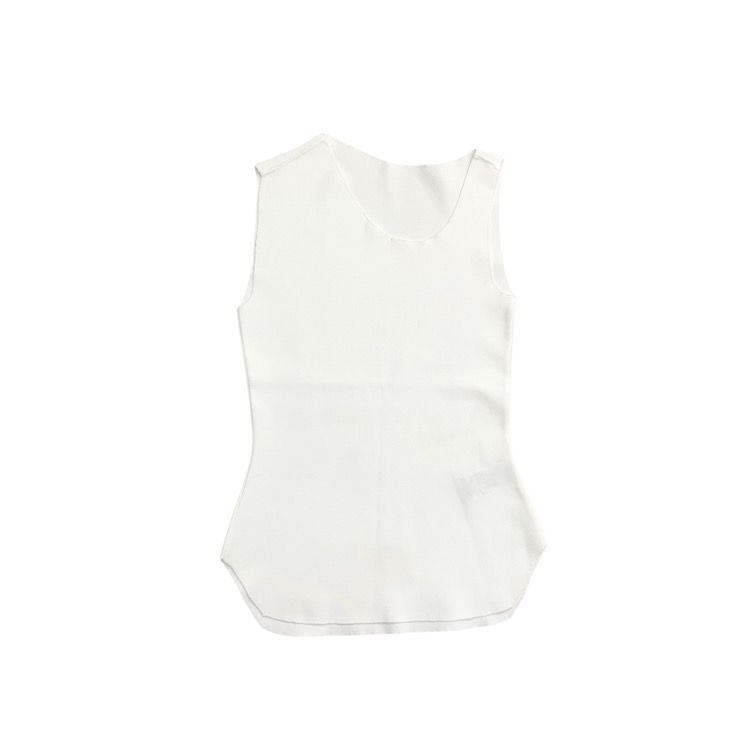  2025 SS Mame Kurogouchi マメクロゴウチ Asymmetric Neck Knitted Sleeveless Top アシンメトリーリブニットトップス MM 25 SS-KN 090 ノースリーブ ニット セーター