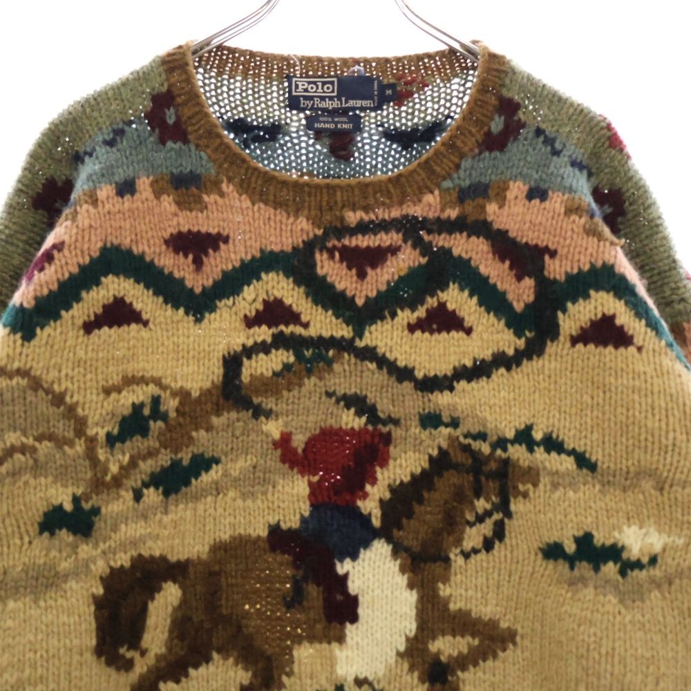 90sPolo Ralph Lauren ハンドニット セーター カウボーイ POLO RALPH LAUREN（ポロ・ラルフローレン） 美品/国内正規 カウボーイ