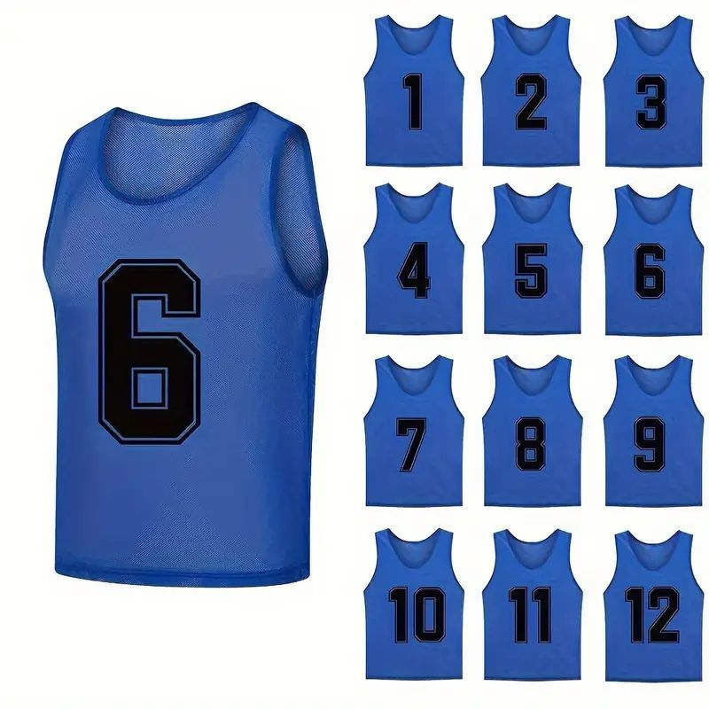 【新品】ビブス２０枚セット大人サイズ　背番号１～２０　ブルー ビブス 20枚セット 大人用 子ども用 1-20 番号入り サッカー : 正也