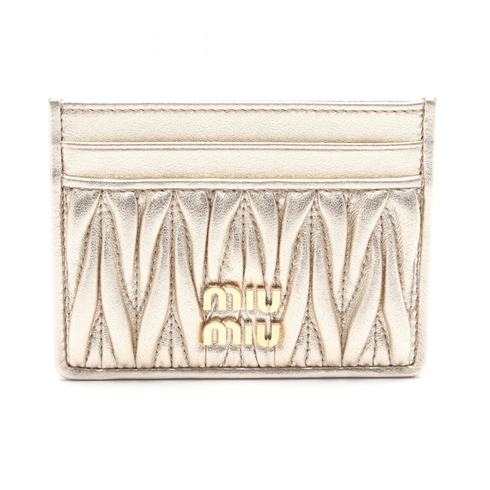 ミュウ ミュウ Miu Miu カードケース MATELASSE マテラッセ 5MC076AFPPF0846 ゴールド レザー カードケース レディース