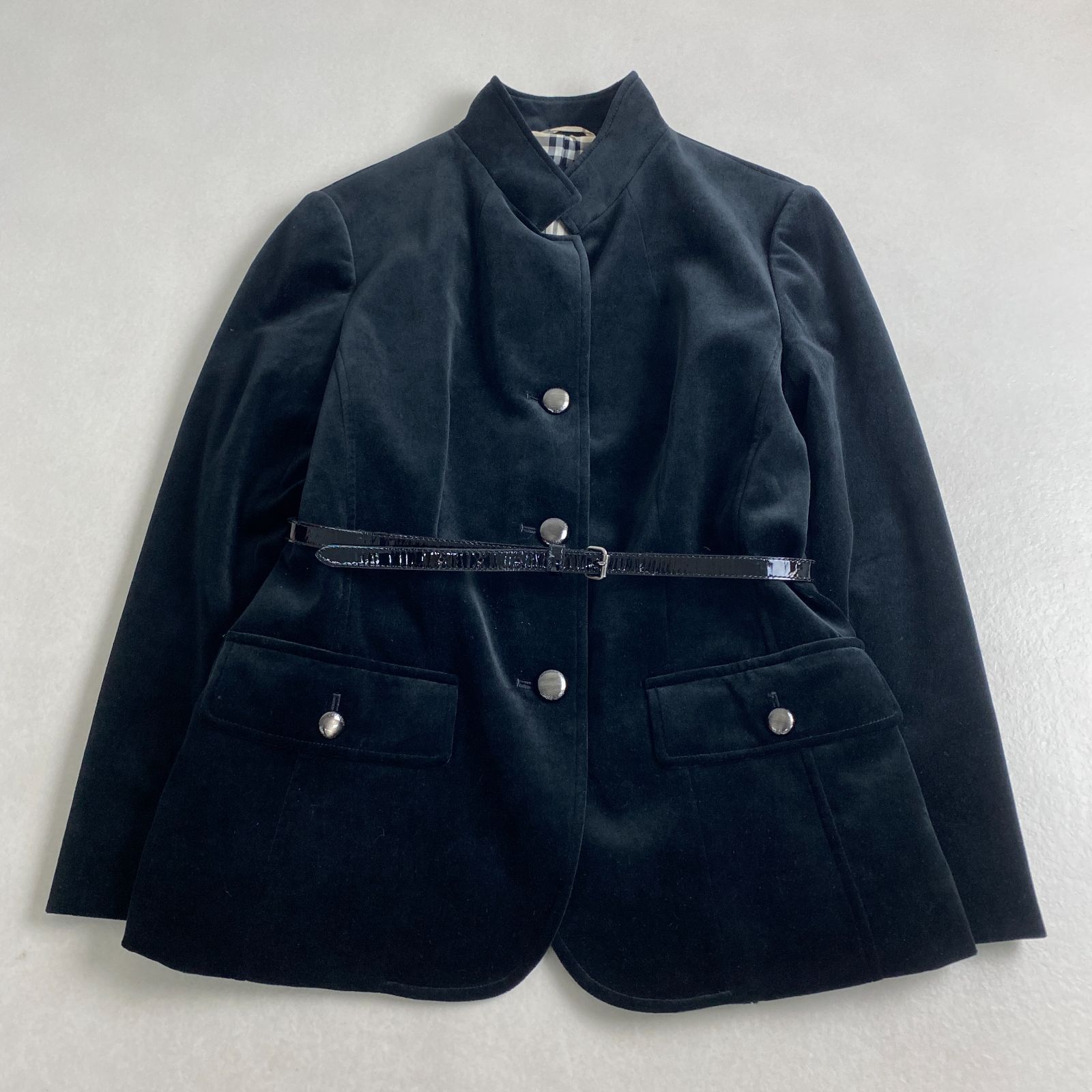 バーバリーロンドン　ステンカラーコート　ライナー　ノバチェック　黒　背面ベルト バーバリーロンドン セットアップ ロア ノバチェック ベルト付き