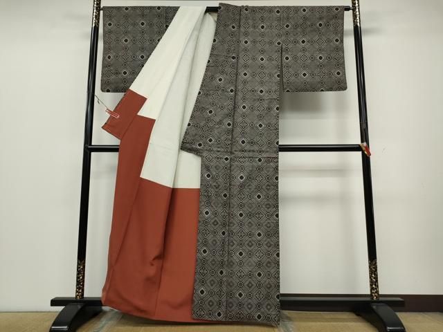 平和屋着物○上質な紬 絣文様 正絹 逸品 CAAZ2610ut