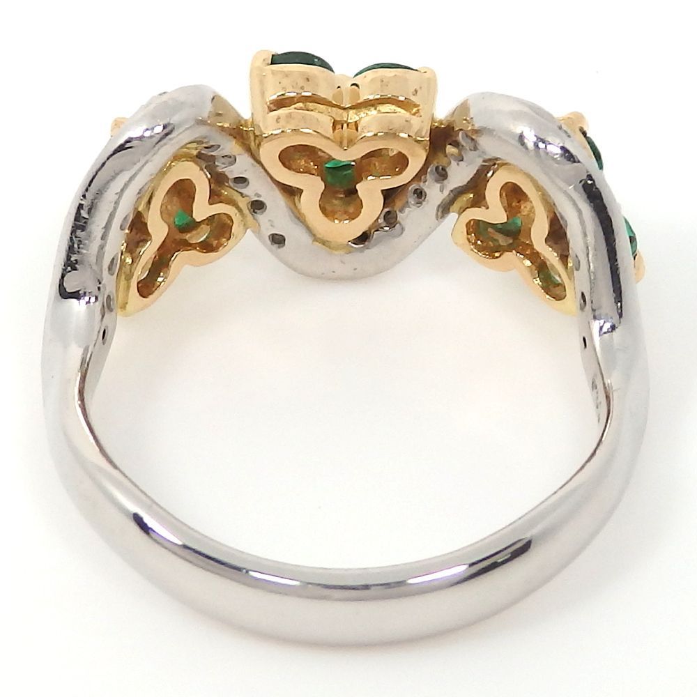 Pt900 プラチナ K18 ゴールド エメラルド 0.70ct ダイヤモンド 0.20ct