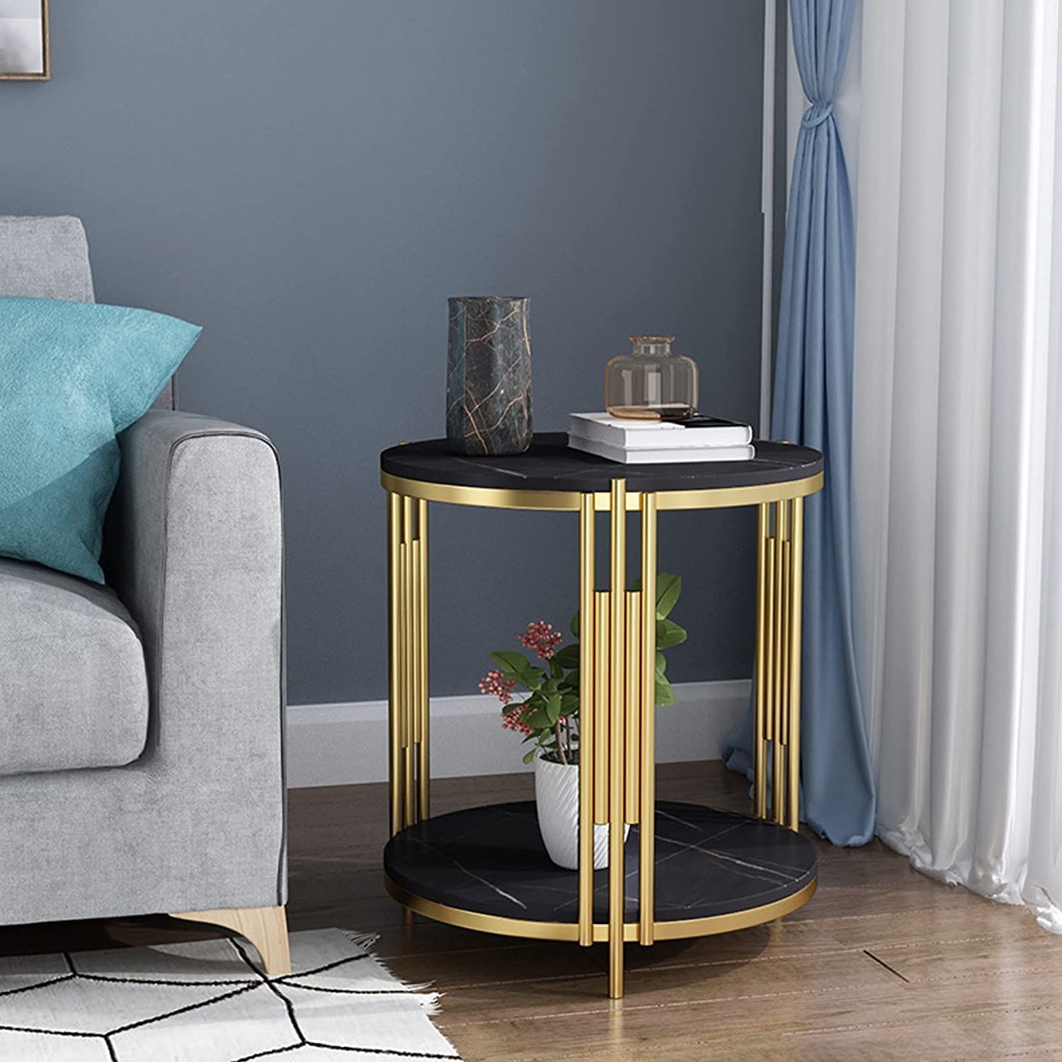 フランフラン マーリア サイドテーブル クリア×ゴールド φ500